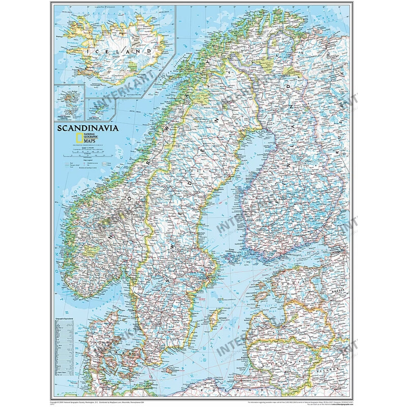 National Geographic Mapa regional Escandinávia