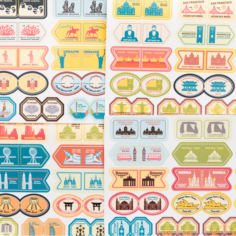 Miss Wood Sticker Set Monuments of the World