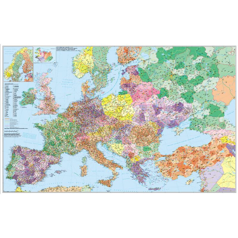 Stiefel Mappa Continentale Europe with Turkey Street and postcode map (multilingual)