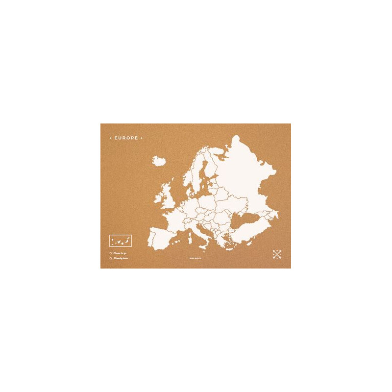 Miss Wood Mapa continental Woody Map Europa weiß 90x60cm