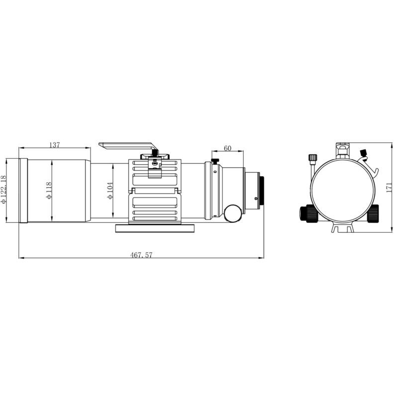 Omegon Apochromatic refractor Pro APO AP 94/517 Triplet ED OTA