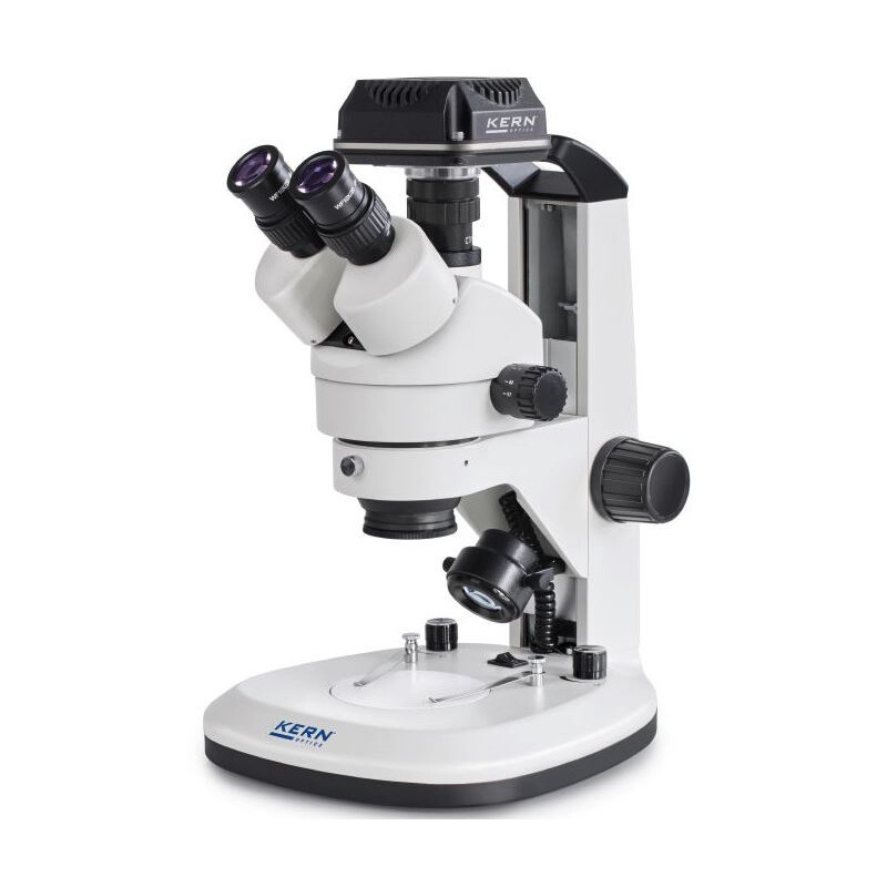 Kern Microscopio OZL 468C832, Greenough, Zahnstange, 7-45x, 10x/20, Auf-Durchlicht, 3W LED, Kamera 5MP, USB 3.0