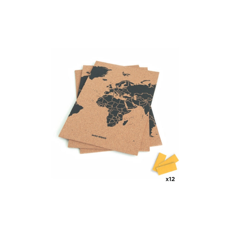 Miss Wood Mapa świata Puzzle Map M - Black