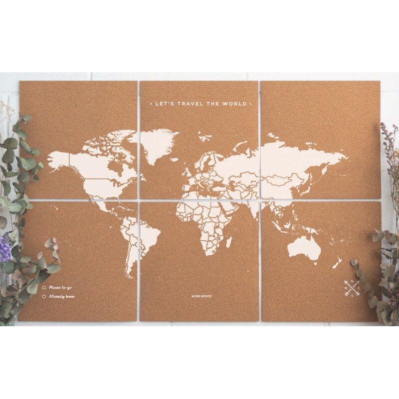 Miss Wood Mappa del Mondo Puzzle Map XL - White