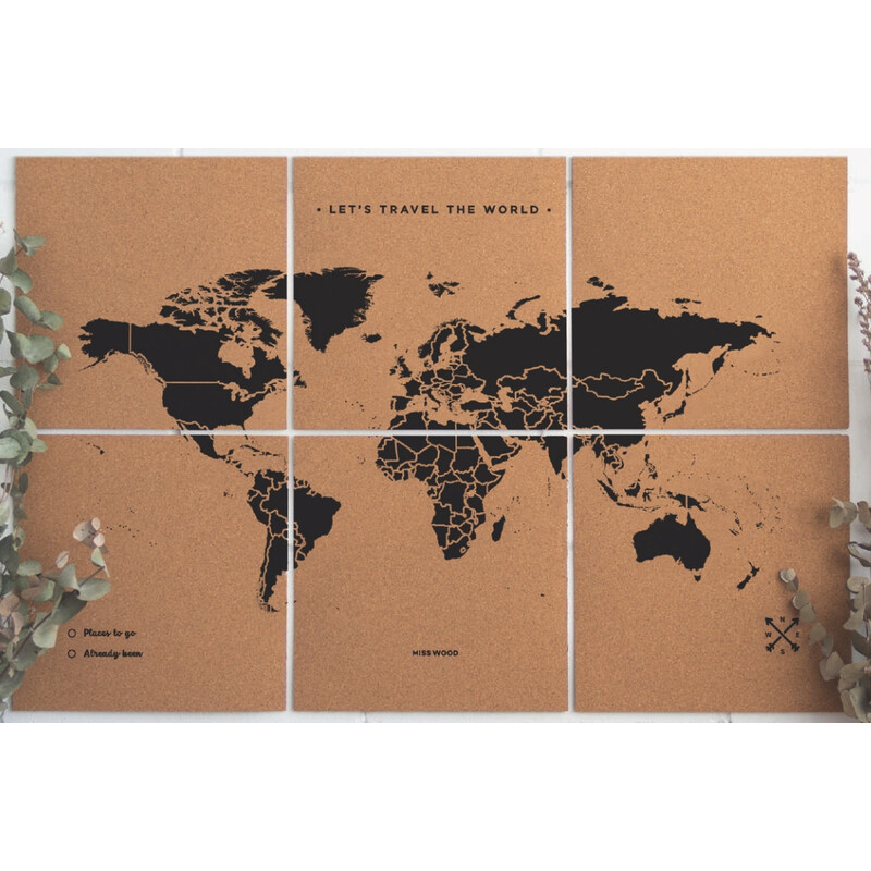 Miss Wood Mappa del Mondo Puzzle Map XL - Black