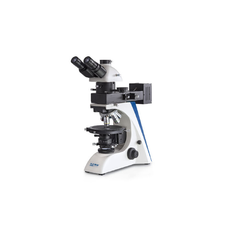 Kern Microscopio OPO 185, POL, trino, Inf plan, 40x-600x, Auf-/Duchlicht, HAL, 100W