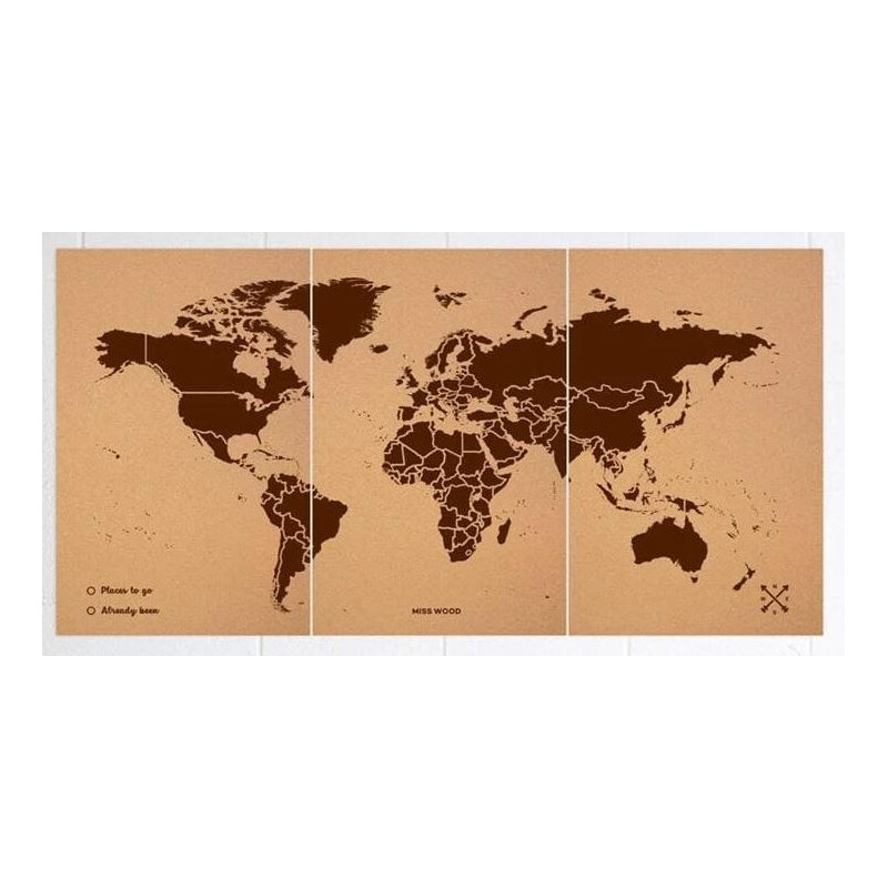 Miss Wood Mappa del Mondo Woody Map Natural Cork XXXL brown
