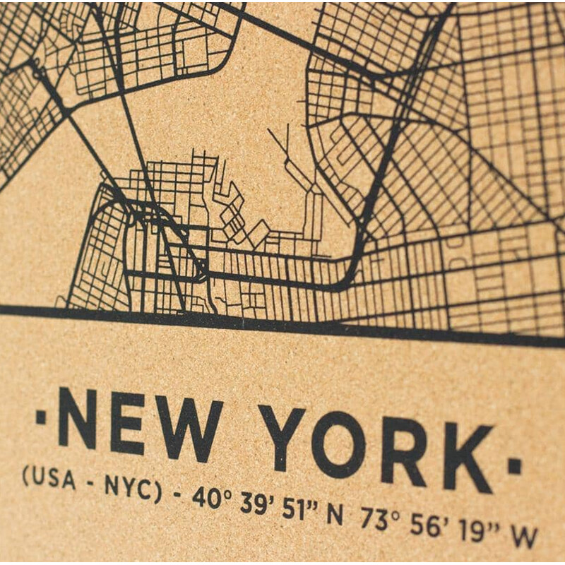 Miss Wood Mapa regionalna Woody Map Natural New York L Black