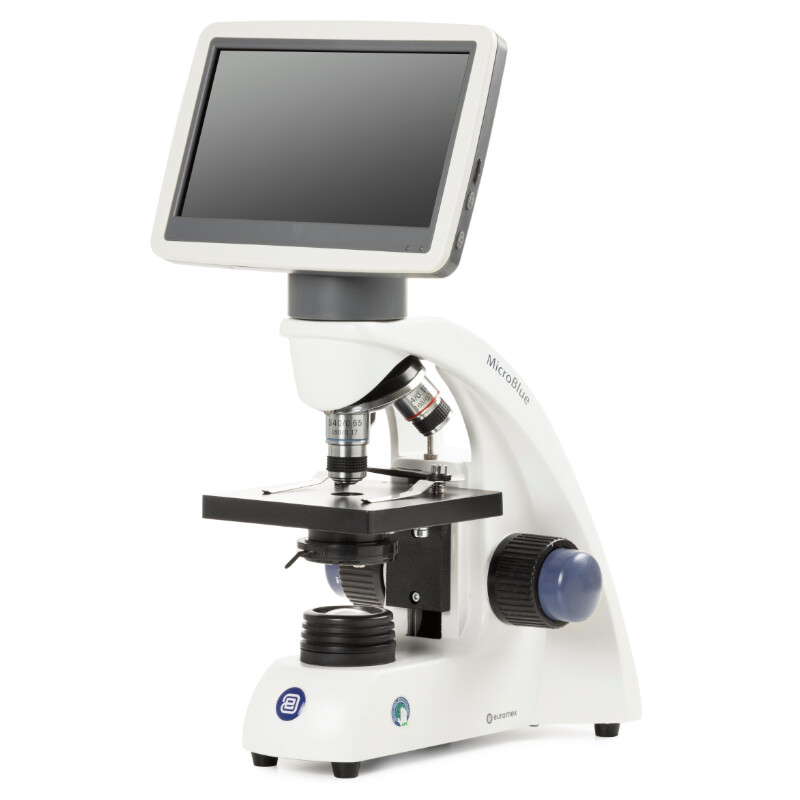 Euromex Microscopio Mikroskop MicroBlue, MB.1001-LCD, 5.6 inch LCD Bildschirm, Achr. 4/10/S40x Objektive, DIN 35mm perf., 40x - 400x, LED, 1W, einfacher Objekttisch