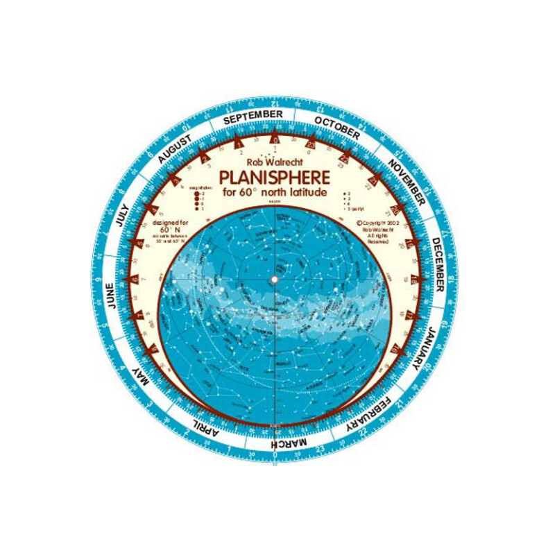 Rob Walrecht Carta Stellare Planisphere 60°N 25cm