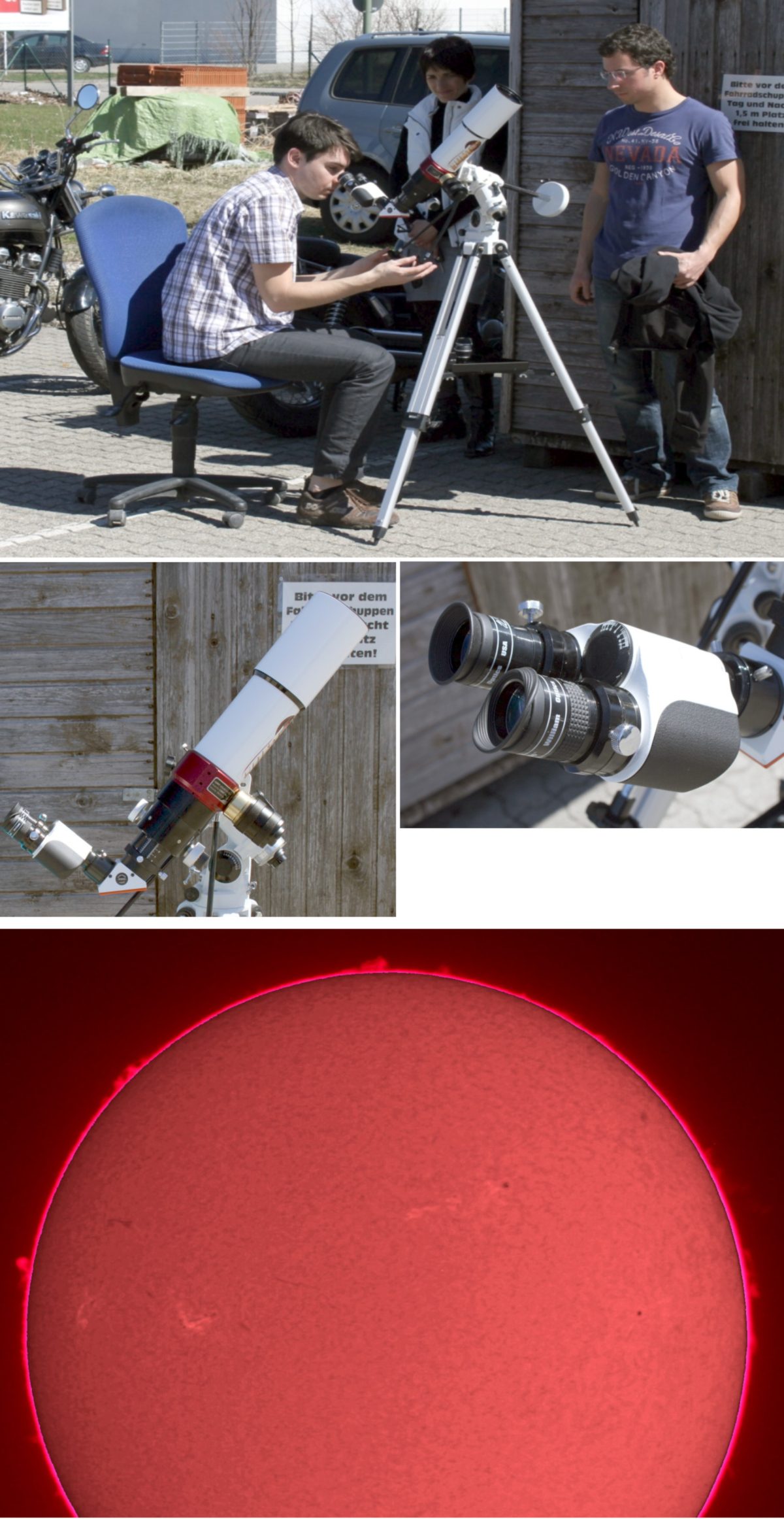 Beobachtung durch ein Lunt80 Sonnenteleskop