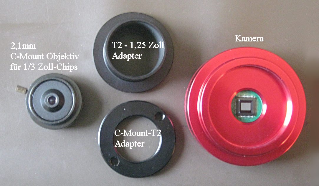 ZWO ASI 120: Kamera und Adapter